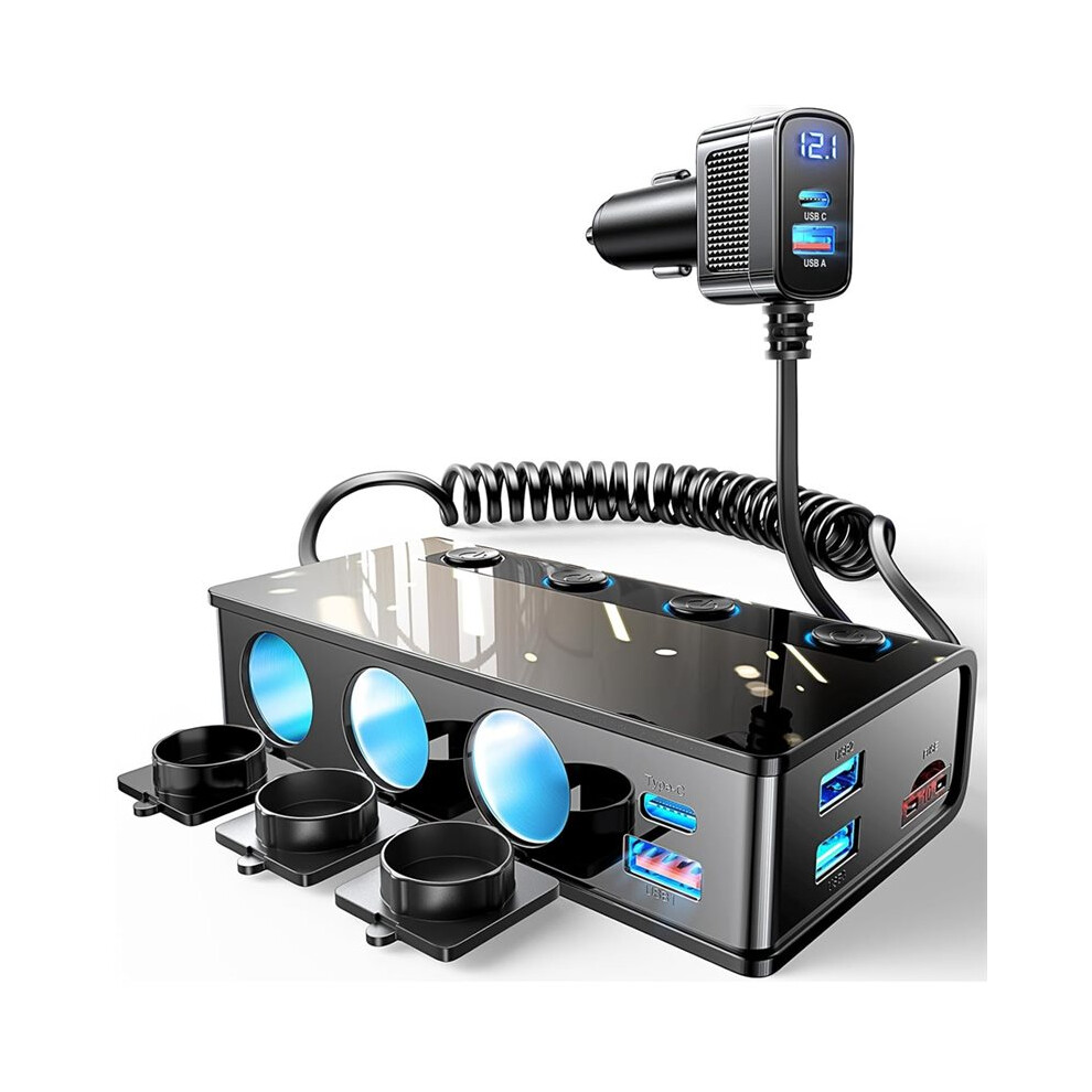 191W Car Charger Splitter With 2 Pd/Qc3.0 And Isolated Switches Outlet Car Charger For Truck Suv Rv 6033017097101