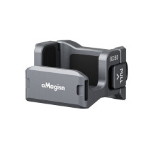 AMagisn Metal Camera Cage for Pocket 4 3, 2-Prong & 1/4 Inch Thread Cold Shoe Anti-Slip Utility Frame for Pocket 4/3 Gray