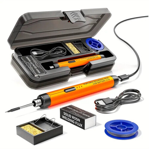 Soldering Iron Kit Type-C Interface Wireless Soldering Iron Kit Adjustable Temperature Welding Tool Orange
