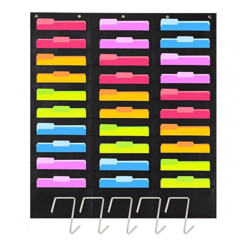 30 Pocket File Pocket Chart Document Hanging Storage Bag Chart File Folding Holder Cascading Organizer