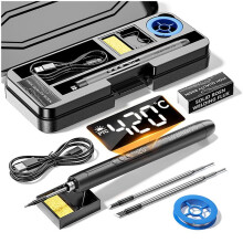 Soldering Iron Kit LED Digital Display Iron Type-C Interface Wireless Soldering Iron Kit Temperature Welding Tool Black