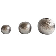 Elegante Runde Keramikvase mit Hammerschlagmuster für Wohnaccessoires, Silber