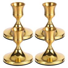 4 Pcs Gold Taper Candle Holders, Vintage Metal Candlestick Holders Set for Dining Table, Party Decor, Fits Taper Candles
