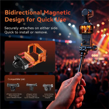 AMagisn Metal Camera Cage for Pocket 4 3, 2-Prong & 1/4 Inch Thread Cold Shoe Anti-Slip Utility Frame for Pocket 4/3 Orange