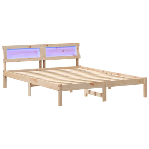 VidaXL vidaXL Bed Frame with Headboard Brown 160 x 200 cm Solid Pine Wood 1