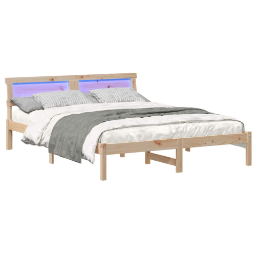 VidaXL vidaXL Bed Frame with Headboard Brown 160 x 200 cm Solid Pine Wood 2