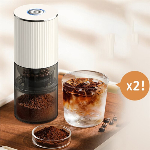 Rechargeable Electric Coffee Grinder- Adjustable Coarseness for Perfect Brews Black