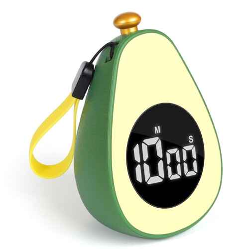 Avocado Digital Countdown Timer, Cute Kitchen Gadget, Adjustable Volume Timer for Cooking and Baking, One-Button Design