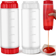 2Pcs Squeeze Bottles Refillable 20oz,Condiment Squeeze Bottles for Sauces, Multipurpose Squirt Bottle for Sauces Ketchup