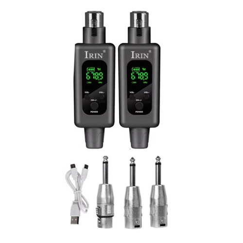 IRIN UHF Wireless Microphone Transmitter Receiver XLR 1 Transmitter and 2 Receiver Audio Mixer Adapter System 1