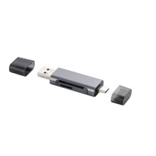 Multi-Functional Dual-Port Type-C/USB 2.0 Card Reader Supporting  TF Memory Cards Plug &  for Phone PC