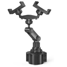 Support Double pour Téléphone de Voiture, Rotatif à 360, avec Bras Flexible et Double Berceau