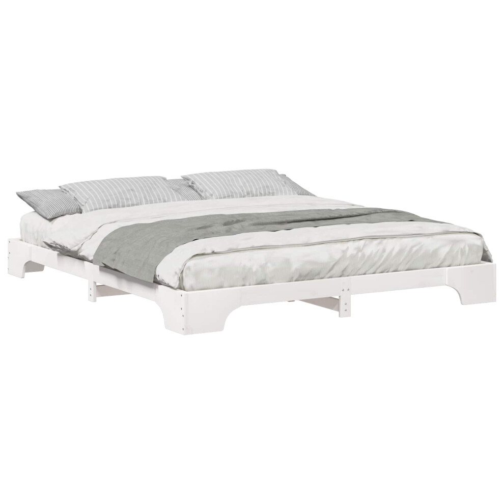Vidaxl Bed Frame 200 X 210 Cm Solid Pine Wood White