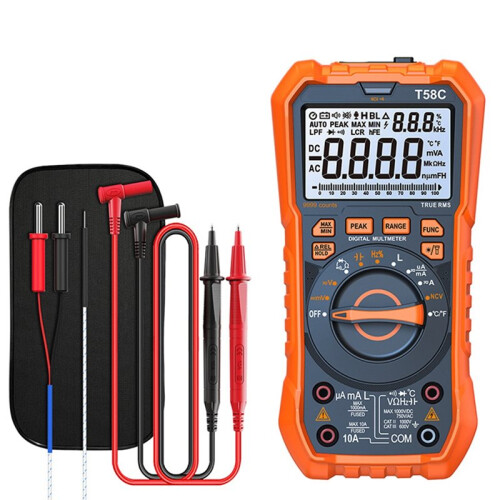 T58C Digital Multimeter with Auto Range, Voltage, Current Measurement, and More