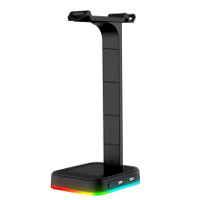 Adjustable Speed RGB Color-Changing LED Gaming Headset Stand W/ Dual USB  for Keyboard Mouse Headset Phone Charging