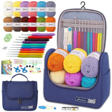 Crochet Kits for Beginners,All in One Crochet Kits Crochet Yarn,Ergonomic Crochet Hooks Set with Yarn for Adults