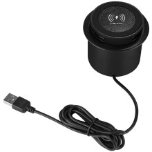 15W Furniture Desktop Embedded Fast Wireless Charger, Embedded Table Phone Charger for Home Desk EU Plug