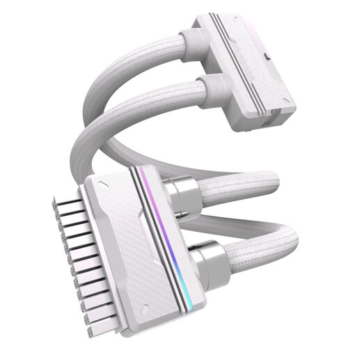 Câble Modulaire Flexible à 90 24 Broches, Synchronisation D'Éclairage ARGB, Entièrement Modulaire, 5 V, 30 cm, Blanc