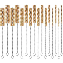 16pcs Brass Wire Brush Set Tube Cleaning Brush 12" Round Brushes Kit Bore Brush Metal Bristle Cleaning for Pipe, Tube