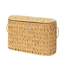 Panier de Rangement pour Papier Toilette avec Couvercle, Support en Osier, Panier de Salle de Bain Décoratif Étroit Tissé B