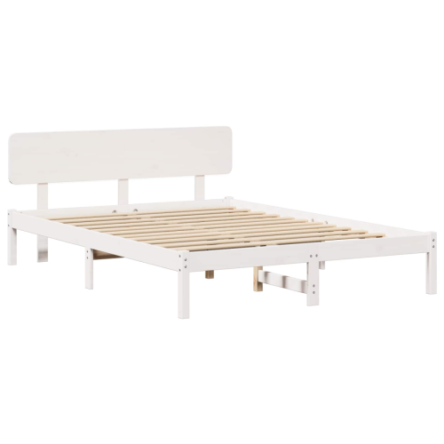 VidaXL vidaXL Bed Frame with Headboard White 150 x 200 cm Solid Pine Wood 1