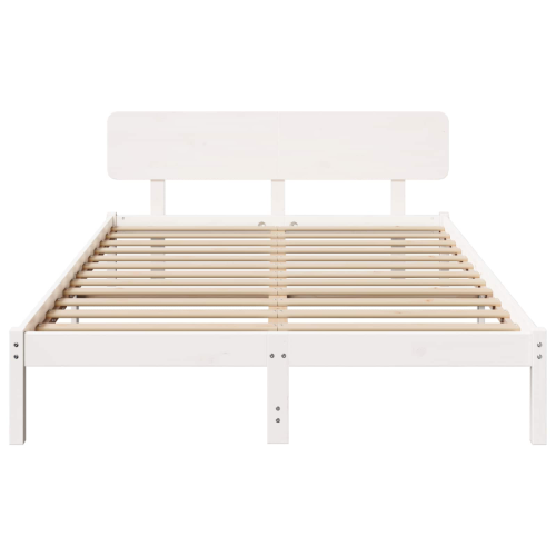 VidaXL vidaXL Bed Frame with Headboard White 150 x 200 cm Solid Pine Wood 2
