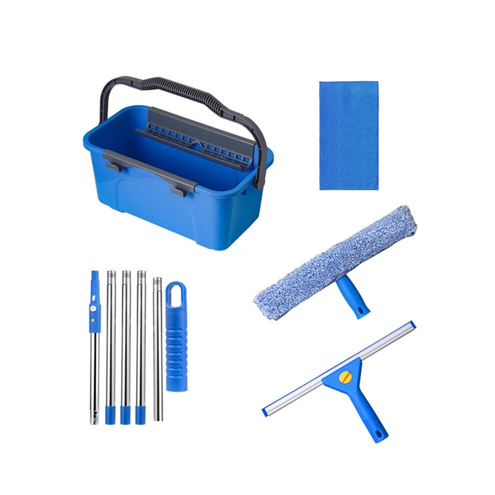 Professional Window Cleaning Kit With Bucket Long Handle Window Squeegee And Microfiber Scrubber 4713178212118
