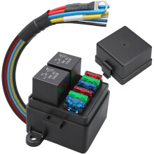 12V Pre-Wired Fuse Relay Box with 2 Relays, 6 ATC/ATO Blade Fuses for Vehicle Electrical Safety