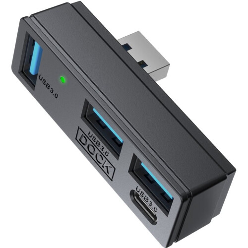 Hub USB 3.0 com 4 Portas (3 USB 3.0 e 1 Tipo C) para Steam Machine, para PS5, PC e Laptop. Conexão de 5 Gbps. Conecte e Use.