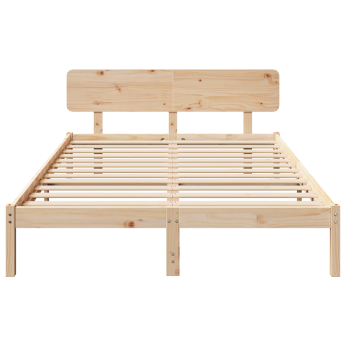 VidaXL vidaXL Bed Frame with Headboard Natural 140 x 200 cm Solid Pine Wood 2