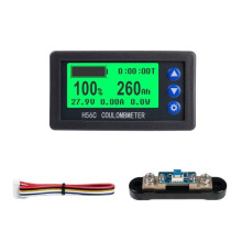 H56CR Coulomb Meter 100A Shunt with Base Battery Capacity Indicator Lithium Battery Coulomb Tester Voltmeter Ammeter