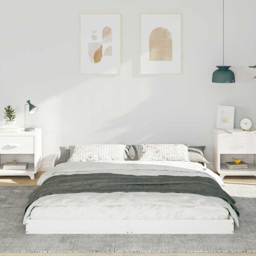 VidaXL vidaXL Bed Frame White 150 x 200 cm Solid Pine Wood 2