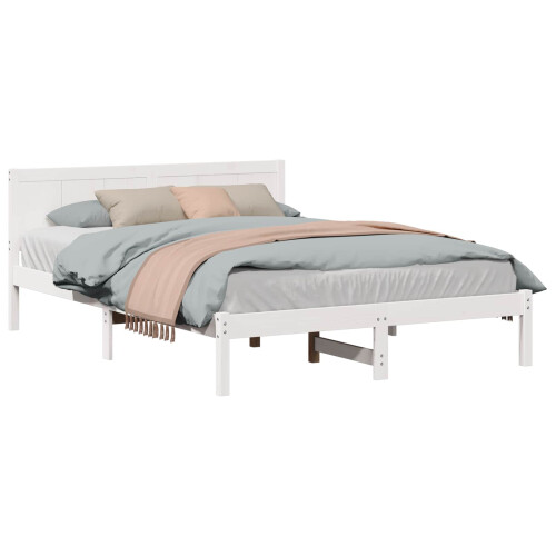 VidaXL vidaXL Bed Frame White 150 x 200 cm Solid Pine wood 1