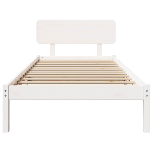 VidaXL vidaXL Bed Frame with Headboard White 90 x 190 cm Solid Pine Wood 2