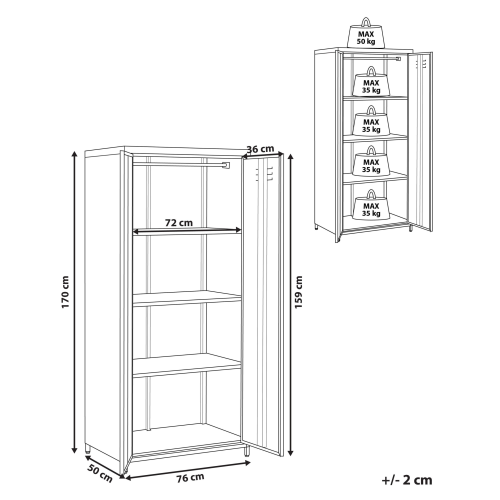 Beliani Storage Unit VARNA Metal Red 2