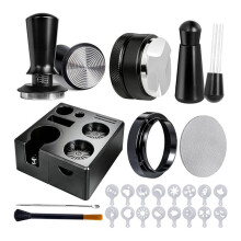 Kit D'Accessoires pour Espresso 9 Pièces avec Station de Tassement, Tasseur, Outil WDT, Distributeur et Ensemble de Tasseurs pour Porte-Filtre de 51