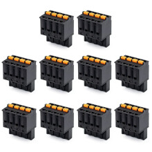 10Pcs Press Spring Type 2EDGKD5.08mm Quick Terminal Solder Free Plug Female Black 4p