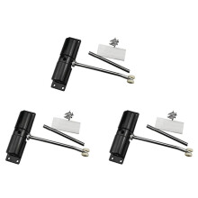 3X Door Closer Household Black Belt Wheel Adjustable Automatic Door Closing Light Zinc Alloy Spring Door Closer