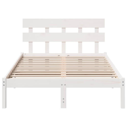 VidaXL vidaXL Bed Frame with Headboard White 120 x 200 cm Solid Pine wood 2
