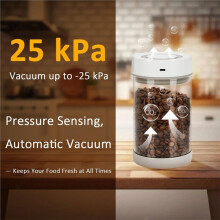 Boîte à Café Automatique Sous Vide, Boîte Hermétique de 1,35 L pour 510 G de Grains de Café, Fonctionnement à un Seul Bouton
