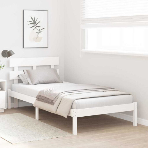 VidaXL vidaXL Bed Frame with Headboard White 80 x 200 cm Solid Pine wood 2