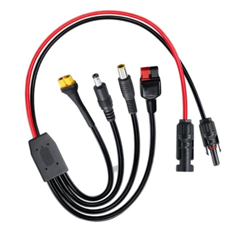 Línea de Extensión de Conector para Panel Solar 4 en 1, Conector Hembra XT60 A Conector Divisor de Cable, Adaptador de Corriente CC