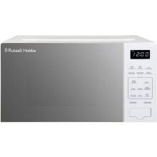 (White) Russell Hobbs Touch Control Digital Solo Microwave 20L 800W in Silver with 10 Power Levels, 6 Auto Cook Menus, Defrost Control,