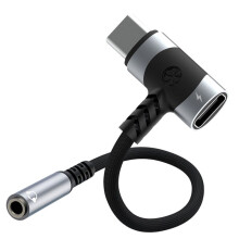 2-in-1 USB C to 3.5mm Audio Adapter 100W PD Fast Charging Aux Mic Jack for Smartphone Tablet