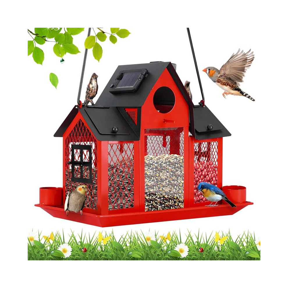 Solar Bird Feeders House For Outside Hanging, Metal Wild Bird Feeder For Outdoors, Large Cardinal Bird Feeder Birdhouses 4713921917673