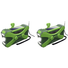 2X 10000MAh Emergency Radio, Solar Hand Crank Radio, Portable Radio with Phone Charger, LED Flashlight Green