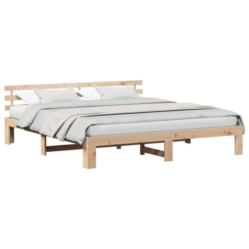 VidaXL vidaXL Bed Frame with Headboard Natural 180 x 200 cm Solid Pine Wood 1