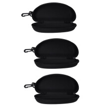 3X Black Glasses Eyeglasses Safety Zippered Hard Case Holder