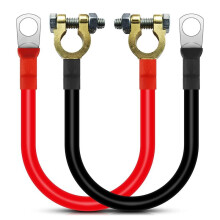 1 Par de Cabos Inversores de Bateria Impermeáveis de 50cm 2AWG para Caminhões, Barcos e Motocicletas