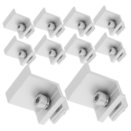 10Pcs Aluminum Alloy Solar Panel End Clamps for PV Module Mounting System